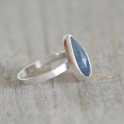 Rose Cut Sapphire Ring, 3.5ct Raindrop Sapphire..