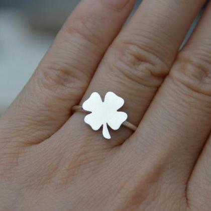 Lucky Shamrock Ring In Sterling Silver, Stackable..
