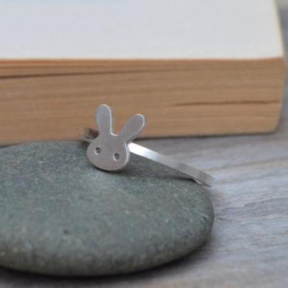 Bunny Rabbit Ring In Sterling Silver, Handmade In..