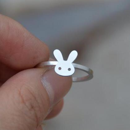 Bunny Rabbit Ring In Sterling Silver, Handmade In..