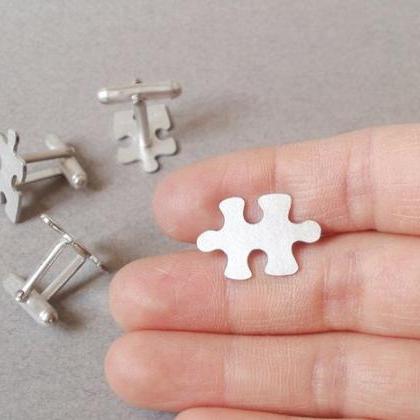 Jigsaw Puzzle Cufflinks In Sterling Silver With..
