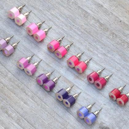 Color Pencil Earring Studs, The Hexagon Version In..
