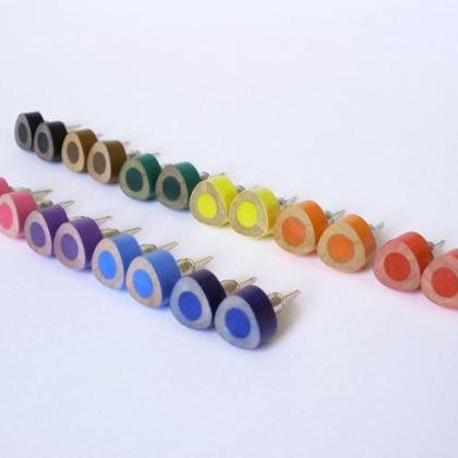 Color Pencil Ear Studs, Triangle Pencil Jewelry In..