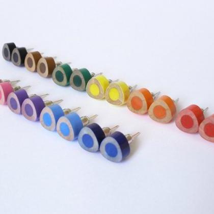 Color Pencil Ear Studs, Triangle Pencil Jewelry In..