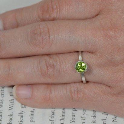 Peridot Ring In Sterling Silver, Leaf Green..