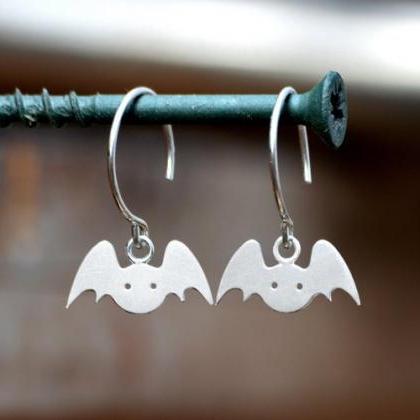 Bat Earrings In Sterling Silver, Animal Earring..