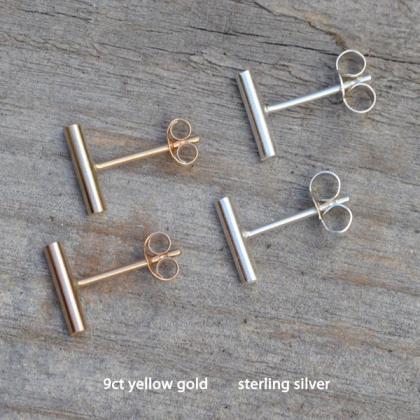 Simple Bar Earring Studs In Sterling Silver, Stick..