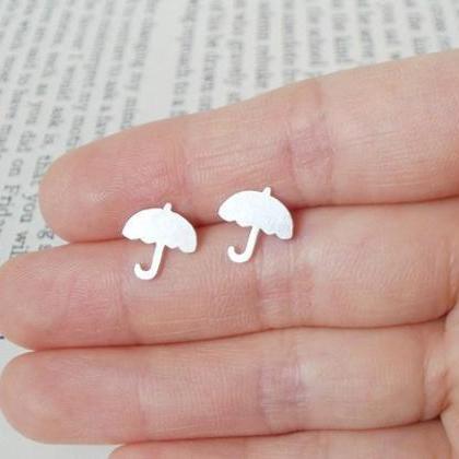 Umbrella Earring Studs In Sterling Silver, British..
