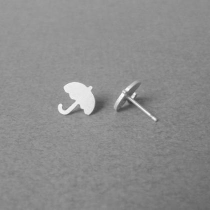 Umbrella Earring Studs In Sterling Silver, British..