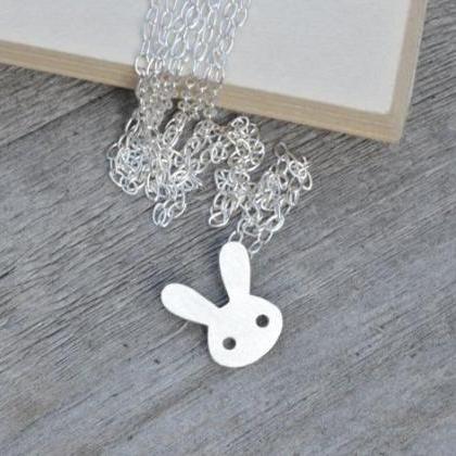 Bunny Rabbit Necklace In Sterling Silver, Handmade..