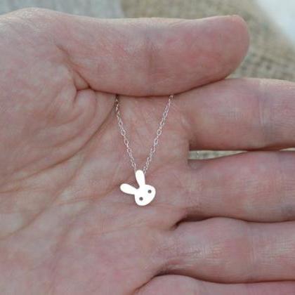 Bunny Rabbit Necklace In Sterling Silver, Handmade..