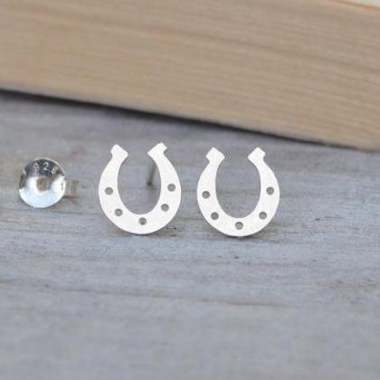 Lucky Horseshoes Earring Studs In Sterling Silver,..