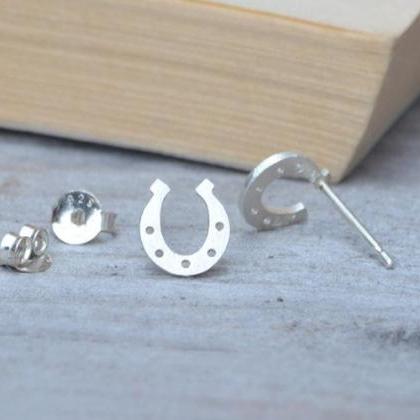 Lucky Horseshoes Earring Studs In Sterling Silver,..