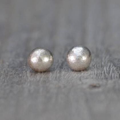 Pebble Earring Studs In Recycled Sterling Silver,..