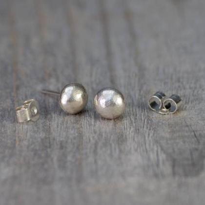 Pebble Earring Studs In Recycled Sterling Silver,..