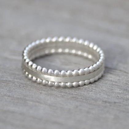 Stacking Ring Set Of 3 In Sterling Silver,..