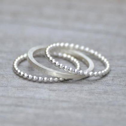 Stacking Ring Set Of 3 In Sterling Silver,..