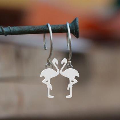 Flamingo Earrings In Sterling Silver, Handmade In..