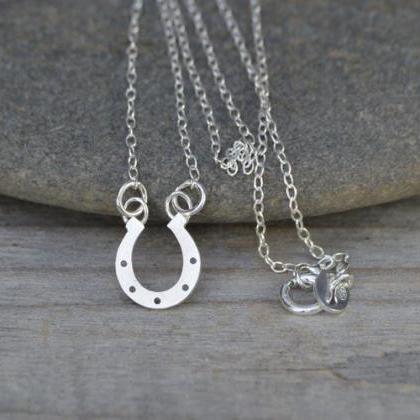 Horseshoe Necklace In Sterling Silver, Lucky Gift..