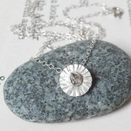 Raw Diamond Daisy Necklace In Sterling Silver And..