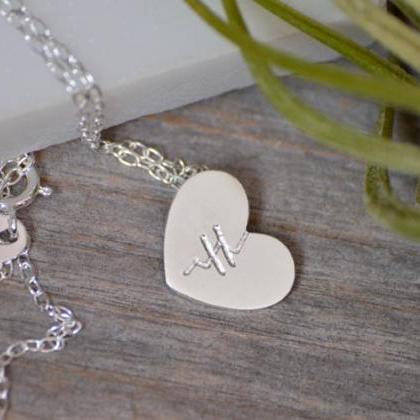 Mended Heart Necklace In Sterling Silver, Handmade..