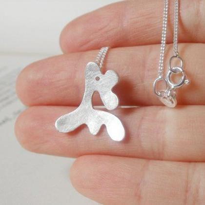 Abstract Deer Necklace In Sterling Silver,..