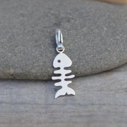 Fish Bone Charm For Bracelet In Sterling Silver,..