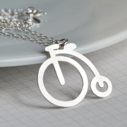 Penny Farthing Necklace In Sterling Silver,..