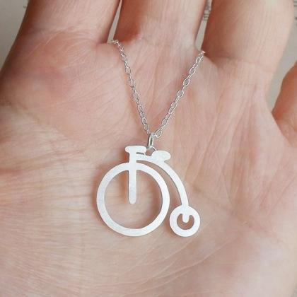 Penny Farthing Necklace In Sterling Silver,..