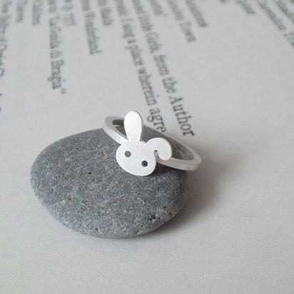 Bunny Rabbit Ring In Sterling Silver With Floppy..