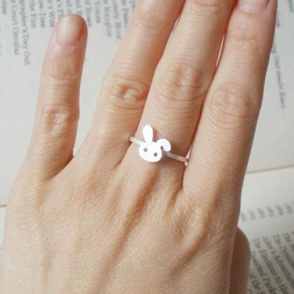 Bunny Rabbit Ring In Sterling Silver With Floppy..