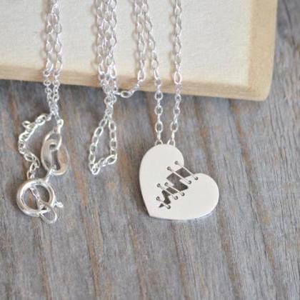 Mended Heart Necklace With Silver Sutures,..