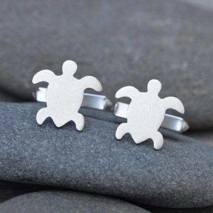 Sea Turtle Cufflinks In Sterling Silver With..
