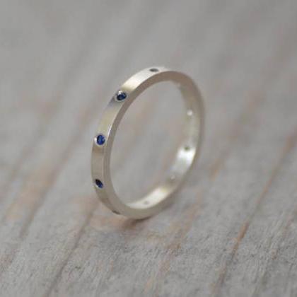 Sapphire Eternity Ring, Sapphire Anniversary Ring,..