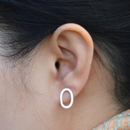 Cocoon Shape Ear Studs In Sterling Silver, Simple..