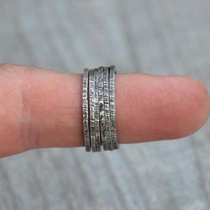 Stackable Textured Sterling Silver Rings, Antique..