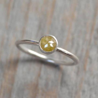 Rose Cut Diamond Engagement Ring, 0.50ct Yellow..