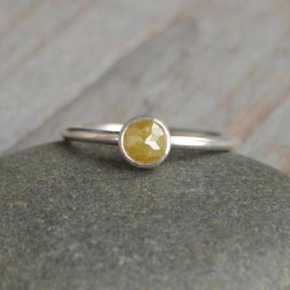 Rose Cut Diamond Engagement Ring, 0.50ct Yellow..