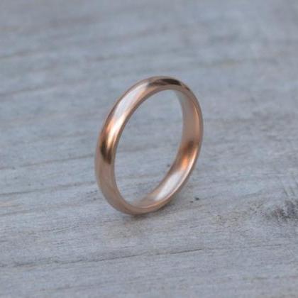 Rose Gold Wedding Band, Heavy Domed..