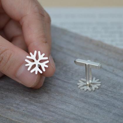 Snowflake Cufflinks In Solid Sterli..