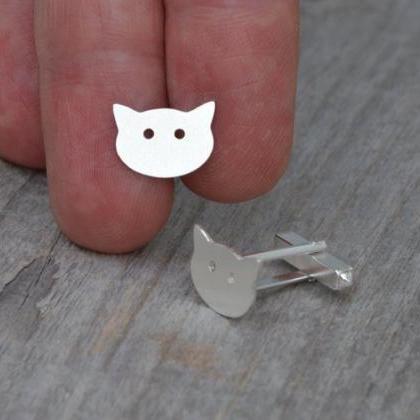 Cat Cufflinks In Solid Sterling Sil..