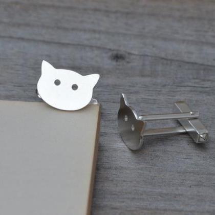 Cat Cufflinks In Solid Sterling Sil..