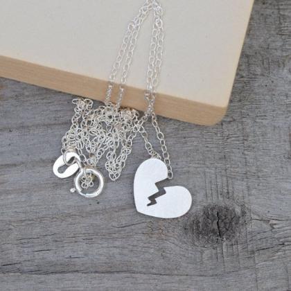 Broken Heart Necklace In Sterling Silver, With..