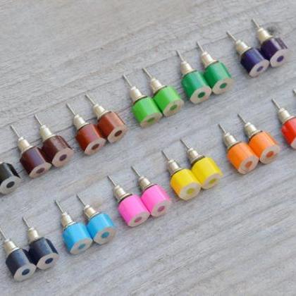 Color Pencil Ear Studs, The Hexagon Version In..