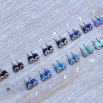 Blue Color Pencil Ear Studs, Blue Earring Stud, 14..