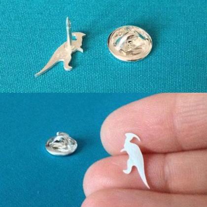 Parasaurolophus Dinosaur Pin In Sterling Silver,..