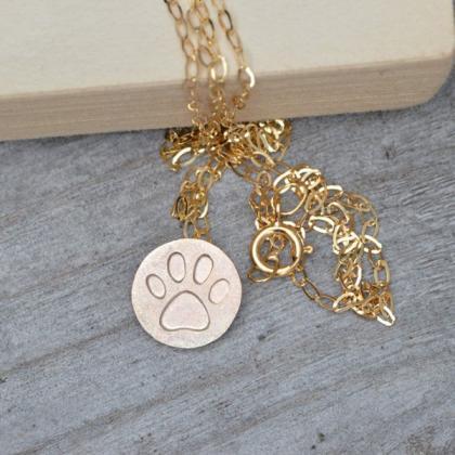 Pawprint Necklace In Solid 9ct Yellow Gold And 9ct..