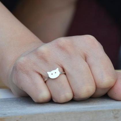 Kitty Cat Ring, Kitten Ring In Sterling Silver,..