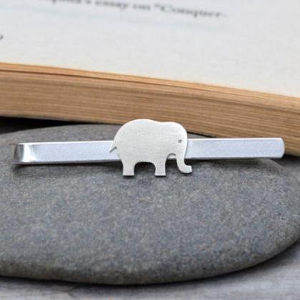 Elephant Tie Clip In Solid Sterling Silver,..