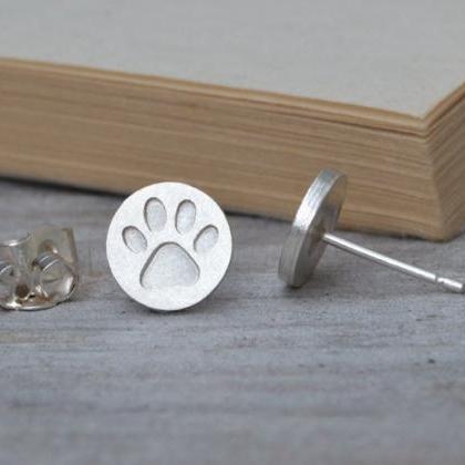 Pawprint Earring Studs In Solid Sterling Silver,..